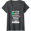 Play-Doh Squished Imagine Create Repeat Rainbow Stack Logo V-Neck T-Shirt(Dark Heather Grey)