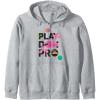 Play-Doh Squished Pro Center Bold Filled Logo Zip Hoodie(Heather Grey)
