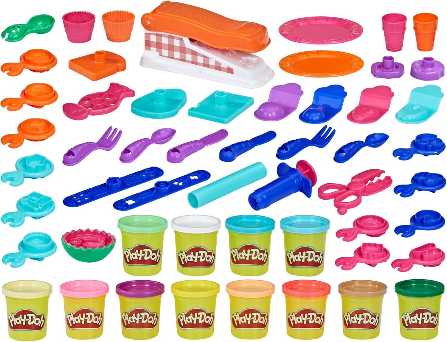 imagePlayDoh Kitchen Creations Fun Factory Playset Arts and Crafts Toy for Kids 3 Years and Up with 12 Cans and 42 Tools Amazon Exclusive